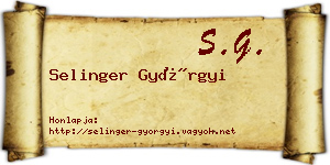 Selinger Györgyi névjegykártya
